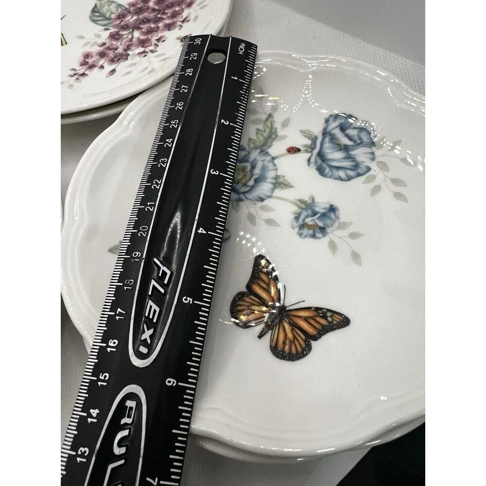 6 Lenox Butterfly Meadow 6-Piece Tidbit Plate Set small dishes spring table